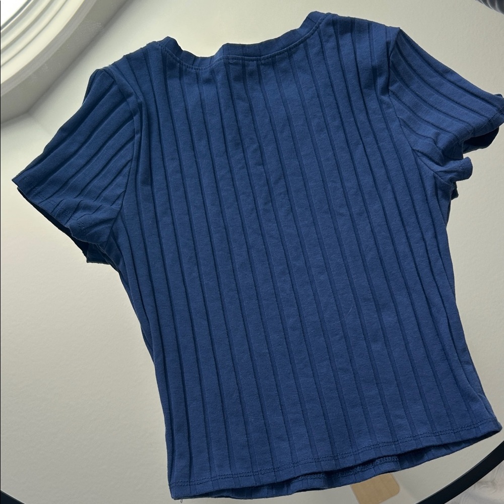 Bozzolo- Blue Ribbed Women's Top - Picture 3 of 3